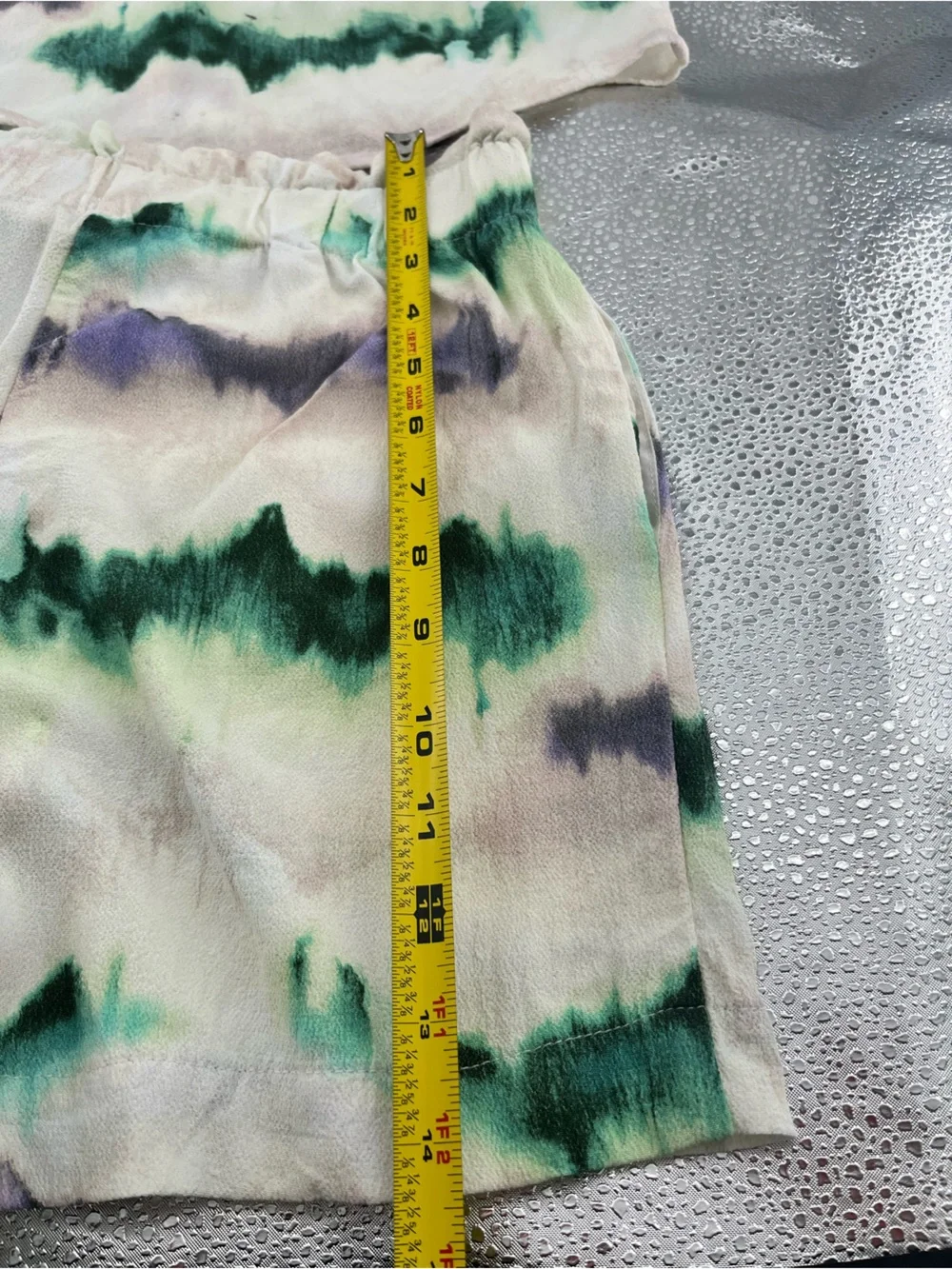Zara Tie-Dye Matching Set Button-Down Shirt Breathable Elastic Waist Shorts XS